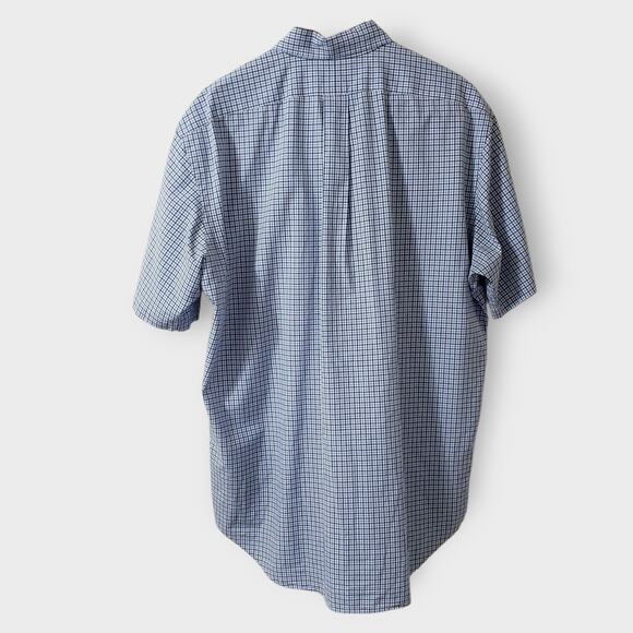 Ralph Lauren Mens Blue Check Plaid Button Down Shirt Classic Fit Short Sleeve L - Picture 5 of 13